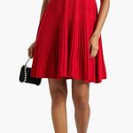 Red Valentino Striped Ribbed Wool Knit Pleated Mini Dress Bow Holiday M Photo 0