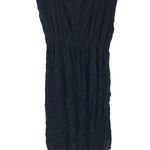 Raviya Swim Cover Up Dress Front Slit Maxi Cap Sleeve V Neck Crinkle Black M Size M Photo 3