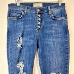 Free People  Women’s Button Fly Distressed Raw Skinny Jeans Blue Size 28 EUC Photo 1