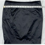 Bebe Y2K 2b Black Satin Ruffle Bustle Back Slit Straight Mini Pencil Skirt Small Business Casual Sexy Cocktail Photo 11