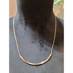 Women's Gold Tone Curved Bar Necklace With Lobster Clasp Snake Chain Design Photo 1
