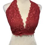 Free People  Intimately FP Galloon  Lace Halter Bralette in Rusty Red Size L Photo 0