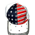 American Flag Cap with Rhinestones Red Photo 2