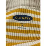 Old Navy  Slim Fit Ribbed Knit Tank Top Gold White Stripe Y2K Cami Boho Stretch M Photo 2