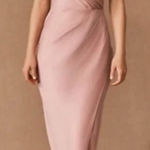 BHLDN  Freya Dress drape slit maxi womens Pink (size 6) formal wedding bridesmaid Photo 0
