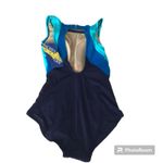 Woman Within NWT  High Neck Color Block Swimsuit Size 16W Blue Photo 2