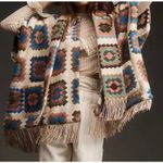 Hutch Rai Reversible Crochet Poncho Boho Granny Square Fringe Oversized M/L Photo 0
