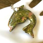 Dolphin unakite sterling silver pendant Green Photo 3