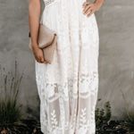 Boho Lace Embroidered Maxi dress White Size L Photo 0