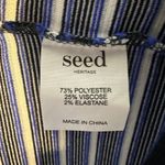 Seed Heritage XS Blue Black Stripe Ruffle Sleeve Shift Stretchy Women's Dress Photo 5