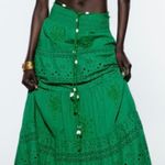 ZARA  Women Green Bohemian Maxi Long Embroidered The Sophie Skirt Size S Photo 3