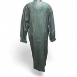 Vtg Laura Winston Women Double Breasted Green Genuine Leather Trench Coat Large Photo 5