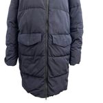 Everlane Long Quilted Puffer Coat Jacket Patch Pocket Hood Navy Blue size Small Photo 2
