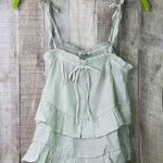 Blu Pepper Small Semi-Sheer Adjustable Strap Tiered Ruffle Style Top Mint Green Photo 0