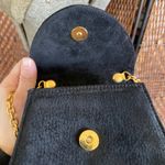 Vintage Black Suede Crossbody Purse Gold Chain Details Photo 5