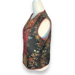 Vintage Coldwater Creek Vest Burgundy Floral Tapestry Patchwork Asian Style Black Photo 6