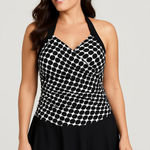 Cacelin Black and White One Piece Halter Bathing Suit Medium Photo 0