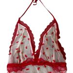 Victoria's Secret Red Sheer Hearts Teddy Halter Thong Bodysuit Small Photo 3