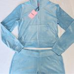 Juicy Couture 🔥 OG Bling Velour Iconic Tracksuit Hoodie Pants Frosted Baby Blue L Photo 5