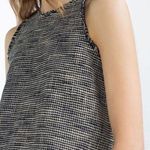 ZARA Tweed Tank Top Preppy Tweed Sleeveless Crop Top Navy Blue Photo 0