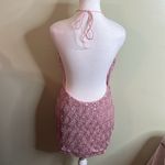 Edikted  Sparkling Pink Sequin Open Back Halter Mini Dress, size large Photo 2