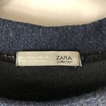 ZARA Collection W&B Womens Sweatshirt Textured Boxy Crew Neck Navy Blue L Photo 2