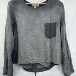 Cloth & Stone  Womens Long Sleeve Laced Back Top Medium Black Gray Tencel Photo 0