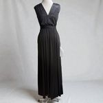 Dress the Population NWT M Krista Black Plunge Maxi Gown Holiday Wedding Sexy Photo 2