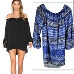 Amanda Uprichard Saratoga Off the Shoulder Mini Dress Tapestry Blue sz small Photo 1