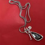 Silver 36" Long Faced Cristal Sweater
Necklace Black Photo 1