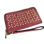 Michael Kors Large Zip Around Suede Wallet Rose Pink Gold Detail Clutch Case Photo 0