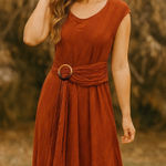 Anthropologie  terra cotta fall midi dress size‎ 10 boho autumn wedding guest Photo 0