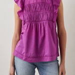 Rails Filomena Berry Purple Cotton Ruffle Sleeve Top Shirt Blouse Photo 0
