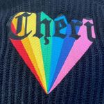 Zadig & Voltaire Zadig Voltaire Black Chunky Knit Zip Up Sweater Cheri Rainbow Heart Back Cozy Photo 8