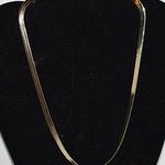 Vintage Everyday Herringbone Gold Tone Metal Chain Lobster Claw Clasp Necklace Photo 0