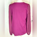 Nine West Fuchsia Long Sleeve Blouse with sheer statement sleeves Photo 3