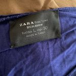 ZARA  navy blue short sleeve  top with zipper detail size large Photo 6