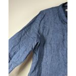 Flax Womens Blue Linen Button Up Top Sz M Beachy Coastal Breathable Lightweight Photo 1