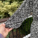 Mango  Ruffled floral print dress black white Sz 6 Photo 3