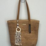Catherine Malandrino  Natural Woven Tote with Brown Handles Photo 1
