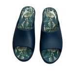 Baretraps Parvati Platform Slides Womens 10 Blue Slip On Open Toe Leaf Print Photo 1