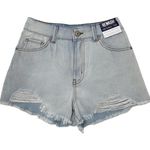 REWASH New  High Rise Distressed Denim Shorts The Wedge Light Blue Photo 0