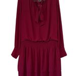 NWT, White House Black Market Tie Neck Blouson Dress in Red Plum, Sz XL Photo 1