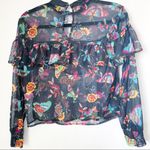 Mesh High Neck Butterfly Ruffled Crop Fairy Cottage Y2K Funky Black PM Size undefined Photo 3