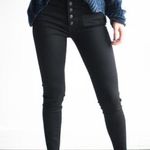 Just Black Button Fly black skinny jeans with fringe hem size 26 Photo 0