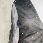 L'ATISTE  shorts romper black with tulle flowing sleeves with pearl style beads M Photo 2