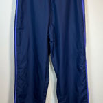 Adidas Women's Vintage Mesh Lined Track Pants Blue 3 White Stripes Zip Ankle XL Photo 0