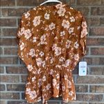 Timing  Feminine Floral Brown Blouse Photo 3
