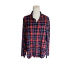 Pact  - Organic Cotton Flannel Button-Up Shirt Red & Navy Plaid Sz L Photo 1