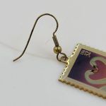 Swan Love 32 Cent Stamp Dangle Earrings Heart Gold Tone Postage Mail USA Photo 3